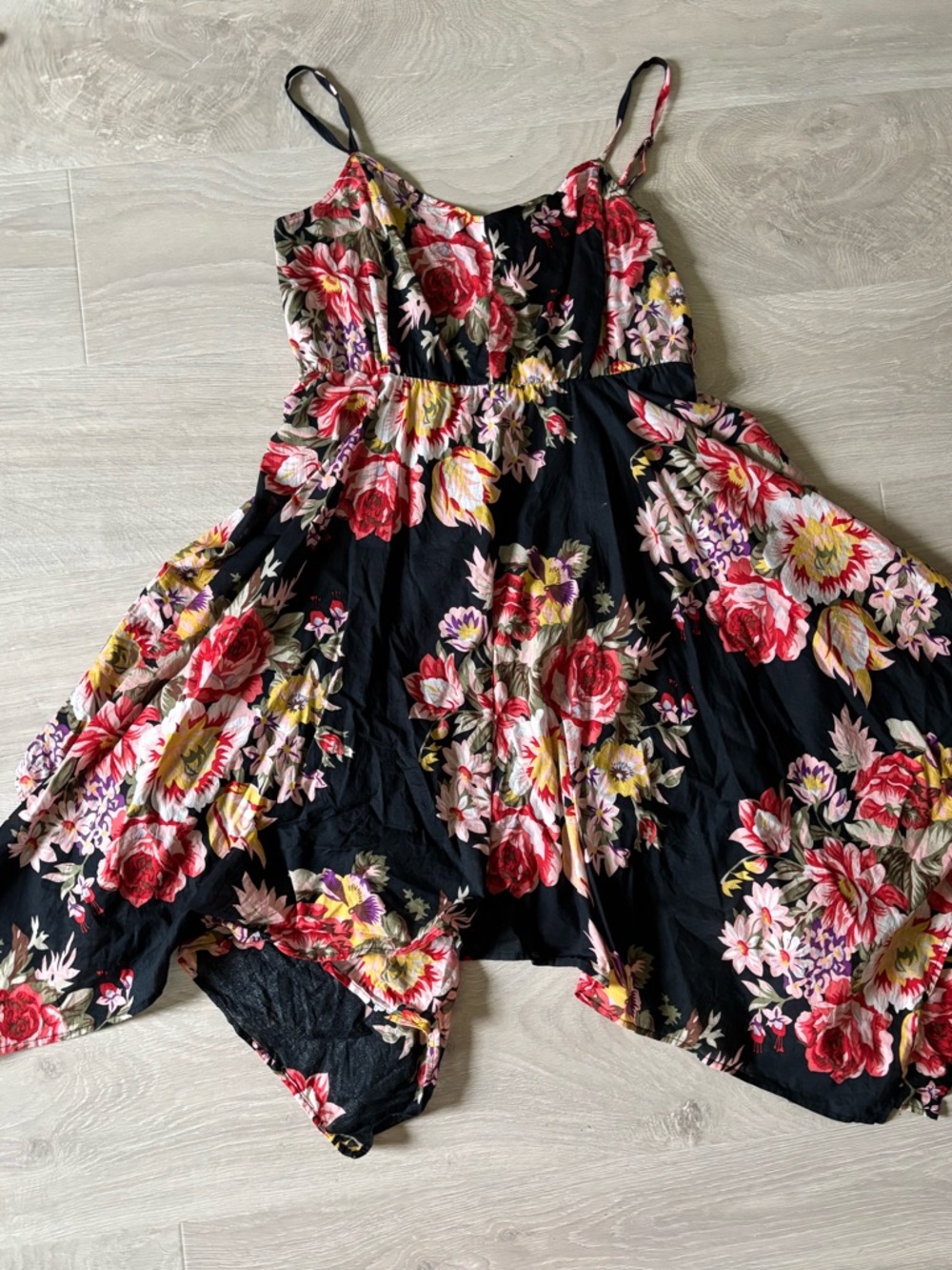 Handkerchief hem floral dress